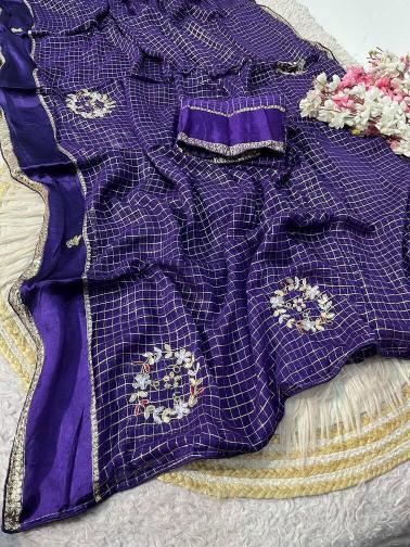 Vinayak checks handwork wholesale saree suppliers